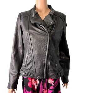Michael Michael Kors Moto Leather Jacket Medium Buttery Soft Biker Streetwear